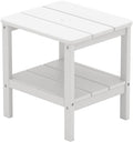 SERWALL Double Layer Adirondack Side Table with Umbrella Hole, HIPS Outdoor Side Table Rectangular End Tables for Patio, Poolside, Garden, White by SERWALL