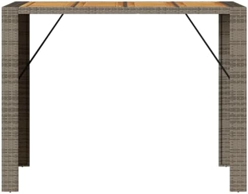 Garden Bar Table Grey Modern Outdoor Patio Furniture with Acacia Wood Top and Powder-Coated Steel Frame for Balcony or Terrace Use - Image 5