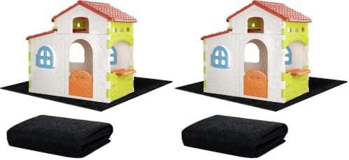 Outdoor Playhouse Mat - 53'' x 53'' Portable Outdoor Play House Activity Rug with Non Slip Backing Felt Outside Game House Play Mat Playhouse Pad Rug for Outside Home Floor (Pack of 2) by BOUTICOL