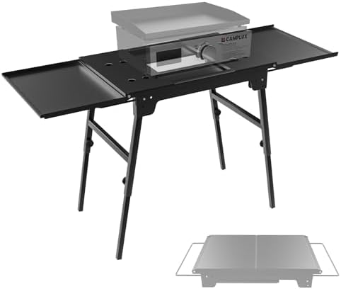 CAMPLUX Griddle Stand for 17” / 22” Tabletop Griddles, Foldable Grill Stand with Dual Side Shelves, 18.1–29.2” Adjustable Height, Anti-Rust Outdoor Griddle Table for Camping & Tailgating by CAMPLUX