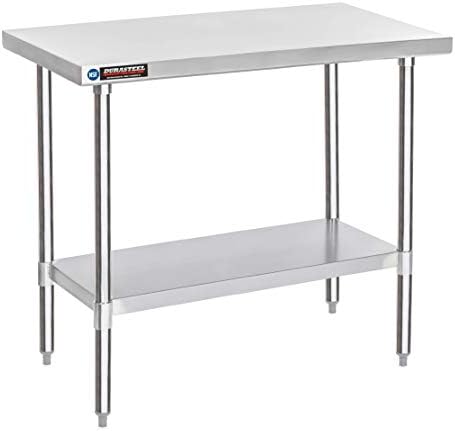 DuraSteel 30x48 Stainless Steel Work Table - NSF Certified Commercial Prep Table w/Adjustable Under Shelf - Kitchen Island, Outdoor Grill Stand, Laundry Folding & Garage Workbench - 350 lb Capacity by DuraSteel