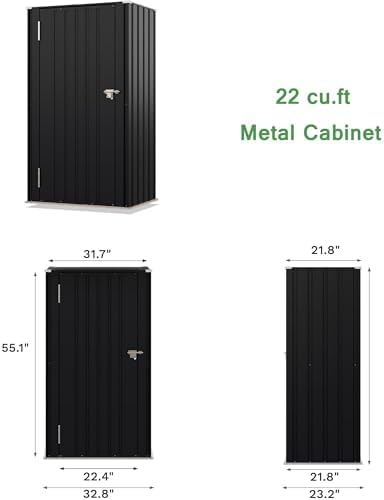 Devoko 22 Cuft Vertical Storage Shed Without Adjustable Shelves, Black - Image 2
