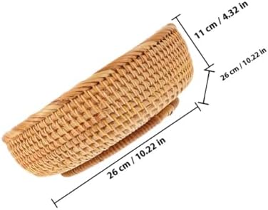 Rattan Woven round Basket, Vintage Storage Organizer - Image 2