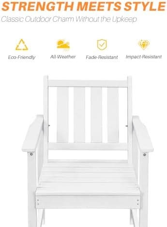 HDPE Outdoor Dining Set of 6, Patio Dining Table Set with 4 Chairs and 1 Bench, 6 Pieces HDPE Dining Set with Umbrella Hole, Outdoor Furniture Sets for Deck, Poolside, Garden, Pearl - Image 6