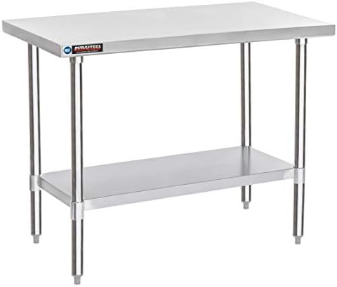 DuraSteel 24x48 Stainless Steel Work Table - NSF Commercial Prep Metal Table - Outdoor Pizza Oven Stand w/Under Shelf - Kitchen Island Laundry Utility Garage Microwave Stand Large Rolling Storage Cart by DuraSteel