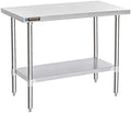 DuraSteel 24x48 Stainless Steel Work Table - NSF Commercial Prep Metal Table - Outdoor Pizza Oven Stand w/Under Shelf - Kitchen Island Laundry Utility Garage Microwave Stand Large Rolling Storage Cart by DuraSteel