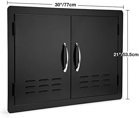 Stanbroil 30" x 21" Double Access Door for Outdoor Kitchen, Black Steel - Image 2