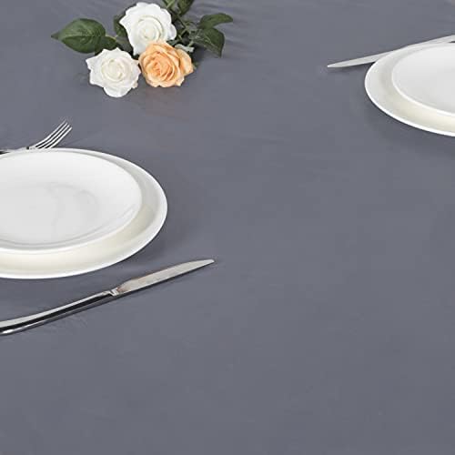 LUSHVIDA Round Tablecloth Fitted Table Cloth for 36"-44" Tables Silver Grey - Image 5