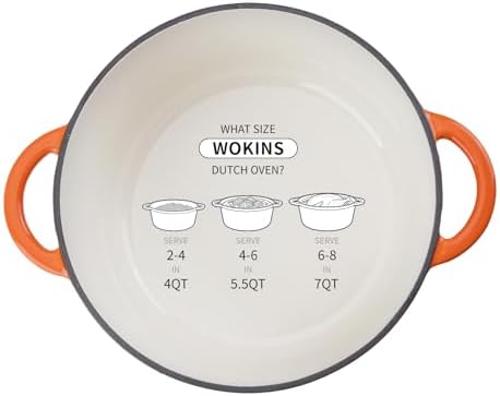 Enameled Cast Iron Round Dutch Oven -7QT Pot With Lid,Orange - Image 2