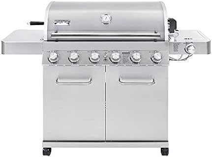 Monument Grills 77352 6+1 Burner Stainless Steel Cabinet Style Propane Gas Grill with Knob Controls, Side Burner, Built-In Thermometer, and Rotisserie Kit by MonumentGrills