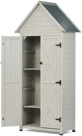 Outdoor Storage Shed with Floor & Adjustable Shelves, Wooden Garden Tool Cabinet Weatherproof, 71" Vertical Patio Organizer by HABAU