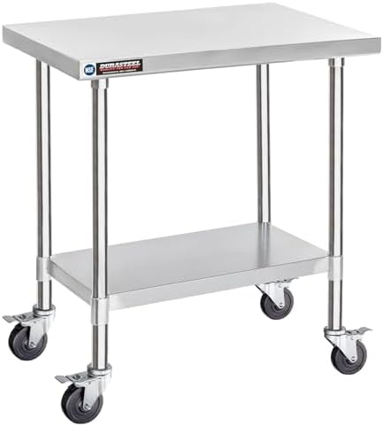 DuraSteel 30x36 NSF Stainless Steel Cart Work Table - Heavy Duty Rolling Food Prep Table Countertop Island - Metal Utility Cart on Wheels Caster, Grill Stand Storage Outdoor Kitchen Tables Bar Top by DuraSteel