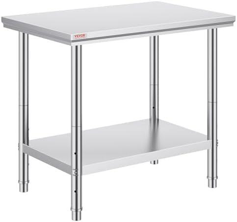 Vevor Stainless Steel 900x600x800 mm Commercial Kitchen Prep & Heavy Duty Metal Work Table with Adjustable Feet for Restaurant, Home and Hotel : Industrial & Scientific by VEVOR