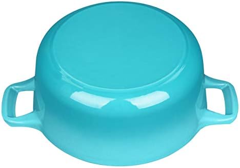 La Cuisine Enameled Cast Iron Dutch Oven Casserole Dish Pot with Lid, 3.7 QT 9.5 Inches Dia. Matte Black Enamel Interior, Teal Porcelain Enamel Exterior Oven-Safe - Image 4
