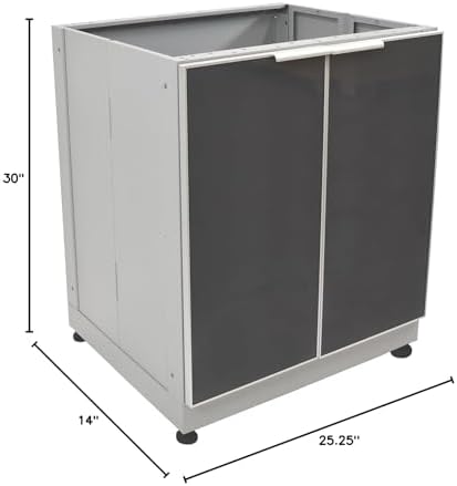 Blue Sky Outdoor Living, OKC3024GD2SKDG, 2-Door Outdoor Kitchen Sink Cabinet – Weather-Resistant Tempered Glass Cabinet Doors – Modular Storage for Patio and Backyard Grilling Stations – Slate Gray - Image 3