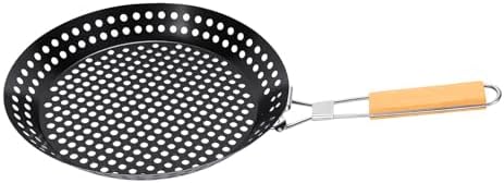 Stainless Steel Grill Skillet with Removable Handle, Perfect for BBQ, Seafood, and Vegetables – Outdoor Camping & Backpacking Accessory by Unknown