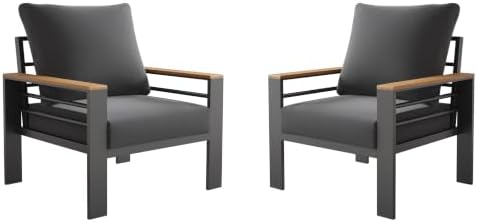 Aoxun Aluminum Patio Furniture Armchair, Dark Grey by Aoxun