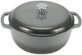 Amazon Basics Enameled Cast Iron Dutch Oven Pot With Lid, 7.3-Quart, Round, Dual Handles, Heavy-Duty, Oven Safe for Stews, Roasting & Baking, Gray by AmazonBasics