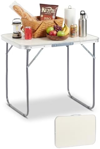 Outvita 2.3ft Portable Folding Camping Table Lightweight Suitcase White by Outvita