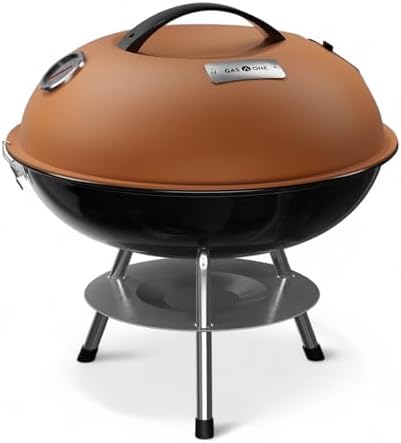 GasOne – 14-inch Portable Barbecue Grill with Thermometer - 3-Point Locking Lid for Heat Preservation – Dual Venting System – Small Charcoal Grill for Backyard, Camping, Boat by GASONE