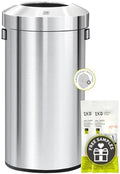 EKO Urban 24 Gallon Round Stainless Steel Open Top Waste Bin, Tall Commercial Trash Can for Indoor/Outdoor, Extra Large Metal Garbage Bin for Office, Restaurant, Restroom, 90L by Unknown