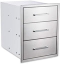 Outdoor Kitchen Drawers,20" W x 27" H x 23" D Stainless Steel BBQ Triple Drawer with Chrome Handle, Enclosed Built-in Access Drawer Flush Mount for Outdoor Kitchen,BBQ Island by ATATOD