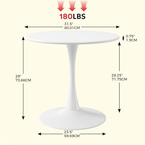 Costaelm Round Outdoor Dining Table, Patio Side Table, Weather Resistant PP Backyard Table for Poolside Deck Porch Lawn Garden, White - Image 2