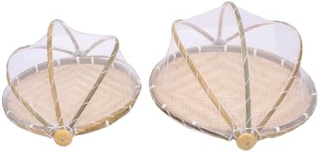 Estink Round Tent Basket, Wood Woven Food Serving Basket with Mesh Cover, Ideal for Picnics, BBQs, and Outdoor Events - Image 3