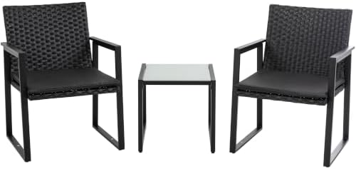 Shintenchi 3 Pieces Wicker Patio Bistro Sets, Rattan Patio Conversation Set with Coffee Table, Outdoor Wicker Furniture Set for Lawn, Garden, Balcony (Black) by Shintenchi%7CFurnitureMadeforRealLife