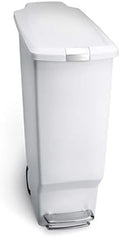 simplehuman 40 Liter / 10.6 Gallon Slim Kitchen Step Trash Can With Secure Slide Lock, White Plastic by Unknown