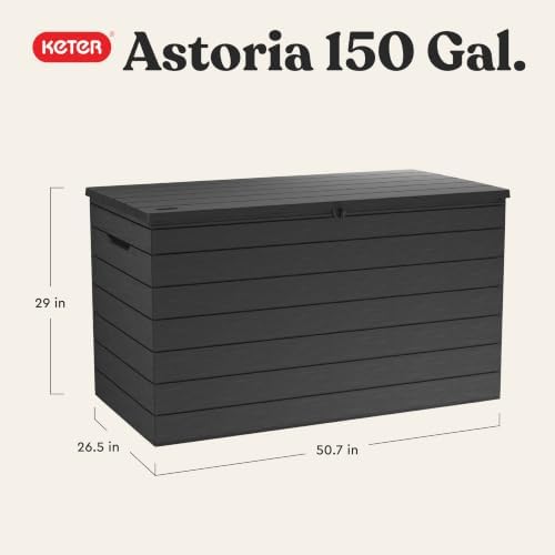 Keter Astoria 150 Gal Outdoor Storage Box for Patio and Pool Accessories - Image 2