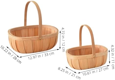 Woven Picnic Basket Set, Large Capacity Fruit Hamper, Handheld Storage Bin - Image 2