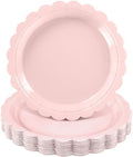 NatNarr 30 Pk Pink Paper Plates 9" Disposable Scalloped Pink Birthday Plate by NatNarr
