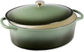 Best Choice Products Oval 7.5 Quart Enamel Cast-Iron Dutch Oven, Heavy-Duty Pre-Seasoned for Baking, Cooking w/Side Handles – Deep Olive Green by BestChoiceProducts