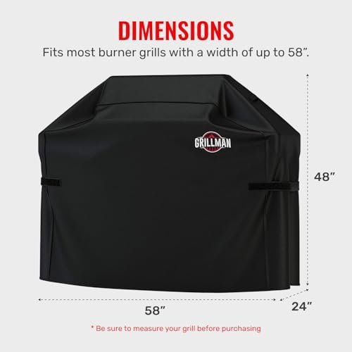 Grillman Waterproof BBQ Grill Cover for Outdoor Grills, 58 Inch, Black - Image 3