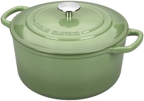 EDGING CASTING Enameled Cast Iron Dutch Oven with Sourdough Bread Baking Kit, Bread Dutch Oven with Lid, Includes Proofing Basket & Baking Tools, 5qt, Pistachio Green - Image 3