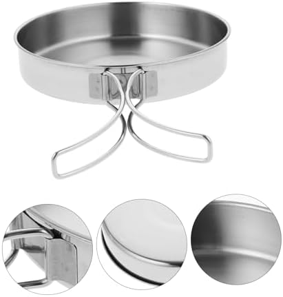 Frying Pan Lid Portable with Folding Handle Stainless Steel - Image 2