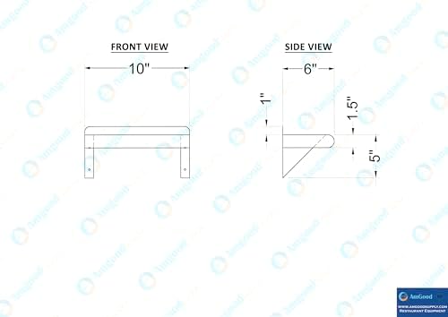 AmGood 6 in. x 10 in. Stainless Steel Wall Mount Shelf - NSF Certified, Commercial Grade, 18-Gauge - Holds up to 120 lbs, with Backsplash & Bullnose Edge for Restaurant, Kitchen, Garage & Utility Room - Image 5