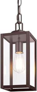 BesLowe Outdoor Pendant Light, Modern Hanging Lantern for Porch, Brown by BringYourBrightFuture
