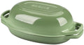 EDGING CASTING Enameled Cast Iron Oval Dutch Oven Pot with Lid, Dutch Oven for Sourdough Bread Baking, Bread Oven, Bread Dutch Oven, Oval Bread Pan, 5qt, Pistachio Green by EDGINGCOOKWARE