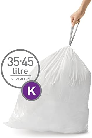 simplehuman Code K 60 Count Custom Fit Liners, Drawstring Kitchen Trash Bags, One-by-One Mess-Free Dispense, Extra Thick & Double Seamed, 50% PCR Plastic, 30-45 Liter / 8-12 Gallon, White - Image 2