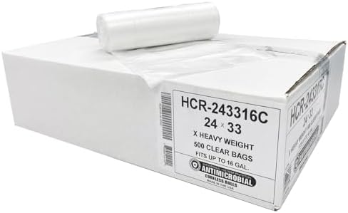 Aluf Plastics 12-16 Gal Clear Trash Bags, 16 Micron (EQ.), 24" x 33" 500 Pk - Image 2