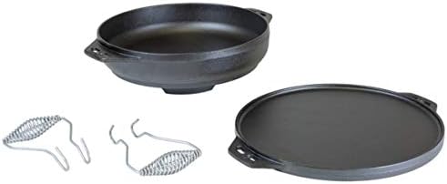 Lodge Cast Iron Cookware Set with Accessories - Five-Piece Cast Iron Cookware Set with Reversible Grill/Griddle, Wok, Handles and Leather Gloves - Image 4