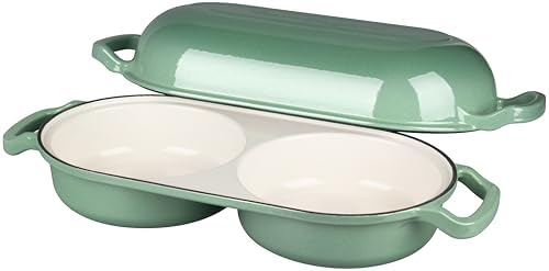 VORRINGARD Enameled Cast Iron Double Dutch Oven with Lid, Dual Round Loaf Pan, Bread pan for Homemade Sourdough Bread Baking, Sage green - Image 5