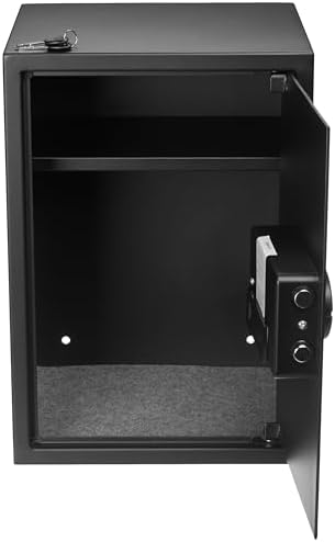 Amazon Basics Steel Home Security Safe Box with Electronic Keypad Lock for Documents, Jewelry, Valuables, 1.8 Cubic Feet, Black, 13.8"W x 13"D x 19.7"H - Image 3
