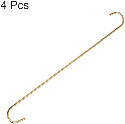 HARFINGTON 4pcs Long S Hooks 16 Inch Extra Long Metal S-Shaped Hanging Hooks High Manganese Steel S Hanger Storage Organizing Tool for Kitchen Garden Bathroom Garage Closet, Gold Tone - Image 3