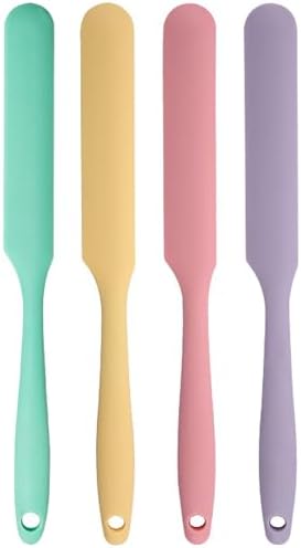 4 Pcs Silicone Jar Spatula Set - Long Handle Sourdough Scraper, Skinny Spatula for Jars, Bottles, and Containers, Non-Stick Heat Resistant Cake Cream Spatulas by GZLT