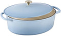 Best Choice Products Oval 7.5 Quart Enamel Cast-Iron Dutch Oven, Heavy-Duty Pre-Seasoned for Baking, Cooking w/Side Handles – Cornflower Blue by BestChoiceProducts