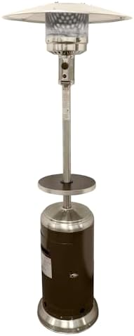 Hiland HLDS01-SSHGT 48,000 BTU Propane Patio Heater with Wheels and Table, Large, Hammered Bronze/SS by AZPatioHeatersLLC