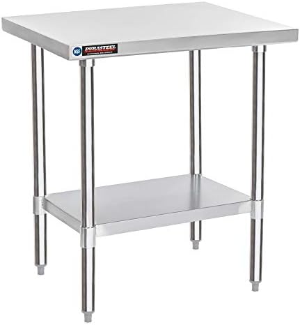 DuraSteel 24x30 Stainless Steel Work Table - NSF Commercial Prep Metal Table - Outdoor Pizza Oven Stand w/Under Shelf - Kitchen Island Laundry Utility Garage Microwave Stand Large Rolling Storage Cart by DuraSteel